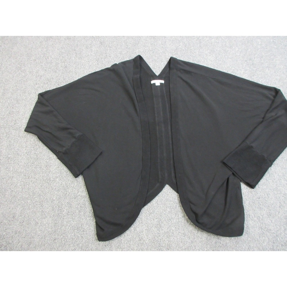 James Perse Sweater Shrug Womens 4 Black Cotton Dolman Sleeve Open Front USA